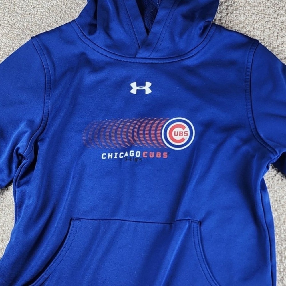 Under Armour Chicago Cubs Hoodie Youth Medium Blue ColdGear Fleece Loose Fit MLB